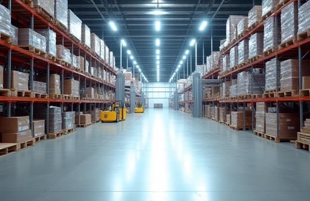 Image representing industrial lighting solutions in a warehouse